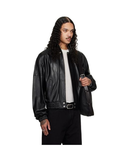 Lu'u Dan Black Blouson Leather Jacket for men