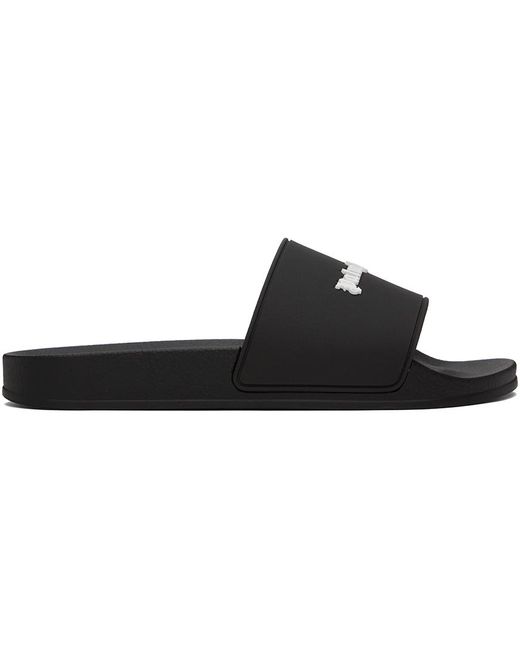 Palm Angels Black Smooth Canvas Slides. for men