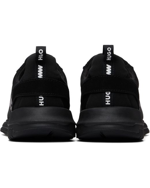 HUGO Black Printed-Logo Sneakers for men