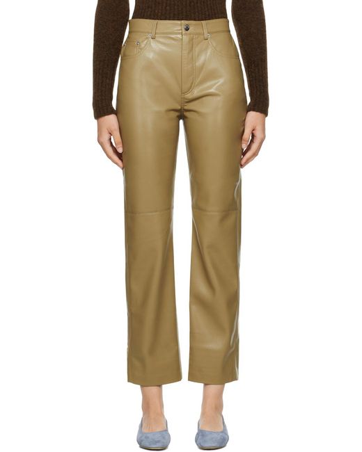 Pantalon Vinni Kaki En Cuir Synthétique Nanushka en coloris Natural