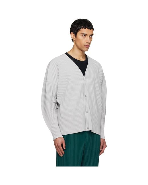 Homme Plissé Issey Miyake Gray Color Pleats 1 Cardigan for men