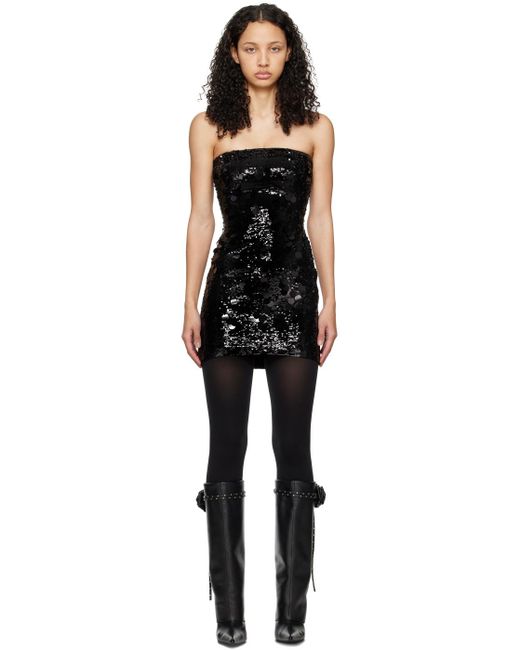 GUIZIO ブラック Paillette ミニドレス Black
