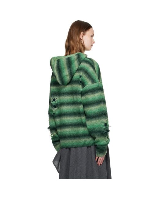 ANDERSSON BELL Green Gradient Distressed Hoodie
