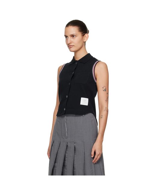 Thom Browne ネイビー Pique Rwb Trim ノースリーブシャツ ブラック | Lyst