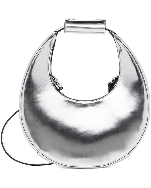 Staud Metallic Silver Mini Moon Bag