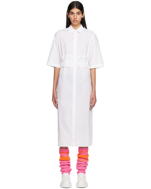 MSGM White Chemisier Midi Dress in Black Lyst UK