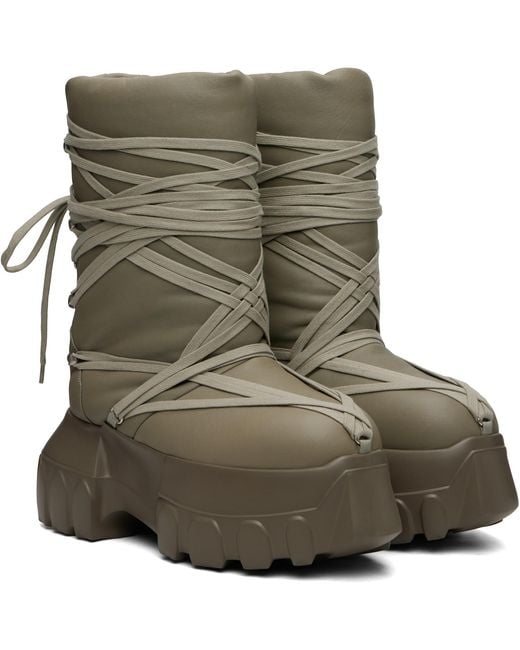 Rick Owens Green Taupe Tower Megalace Lunar Mega Tractor Boots for men