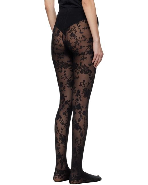 Wolford ブラック Flower タイツ Black