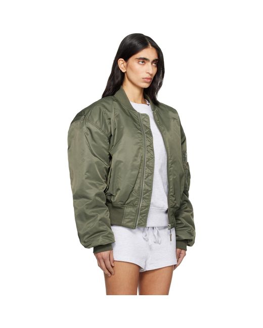 Entire studios Green Cropped Broad Bomber Jacket