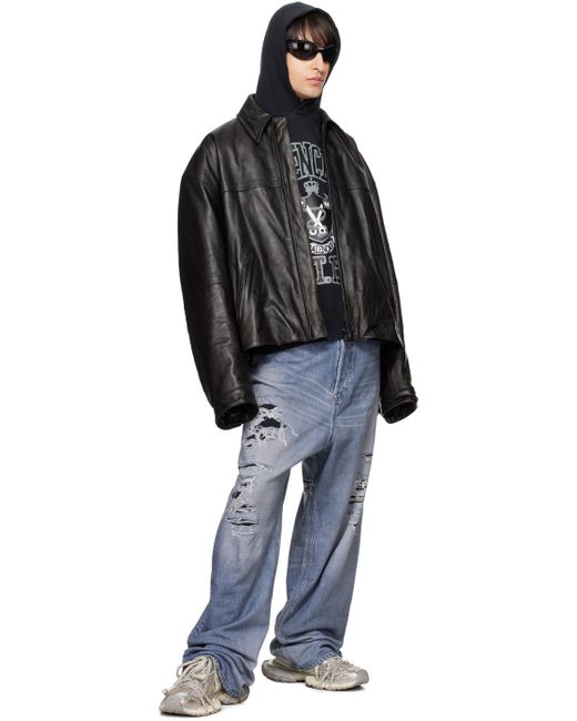 Balenciaga Black Cocoon Kick Leather Jacket for men
