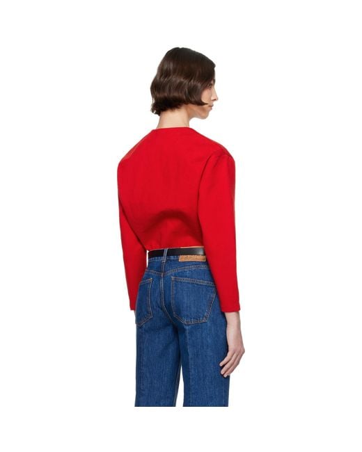 Bally Red V-Neck Cardigan
