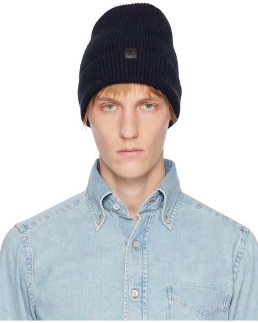 Tom Ford Navy Cashmere Beanie in Blue for Men | Lyst Canada