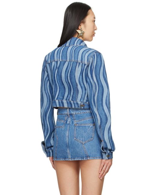 Blouson indigo en denim à rayures Area en coloris Blue