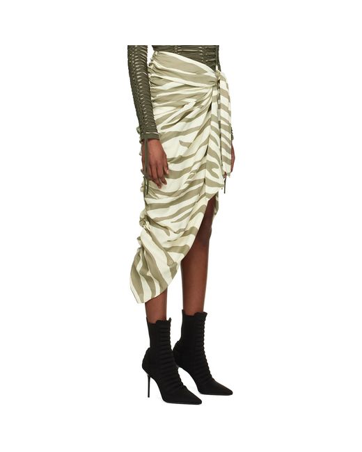 Balmain Natural Zebra Print Midi Skirt
