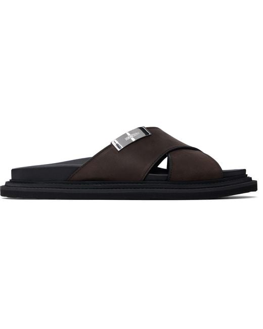 Moschino Black Calfskin Sandals for men