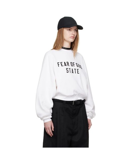 Fear Of God White Fleece Raglan Crewneck Sweatshirt
