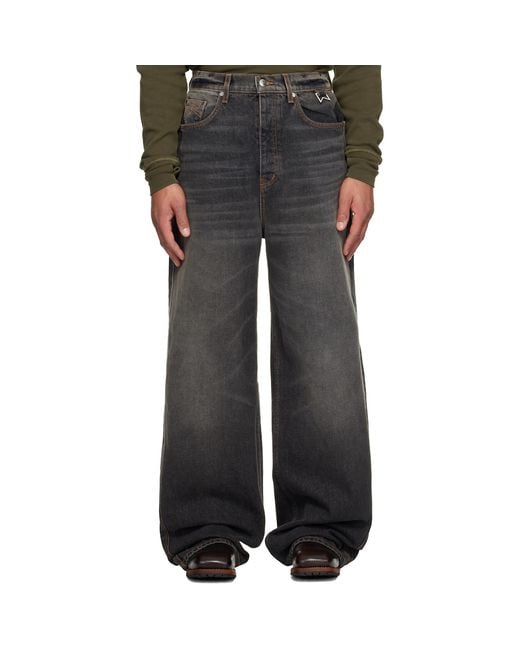 Rhude Black Wide Leg Traxedo Jeans for men