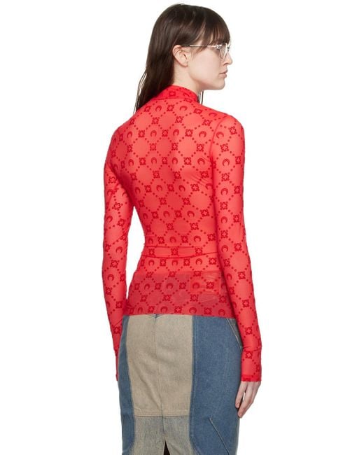 MARINE SERRE Red Moonogram Long Sleeve T-shirt