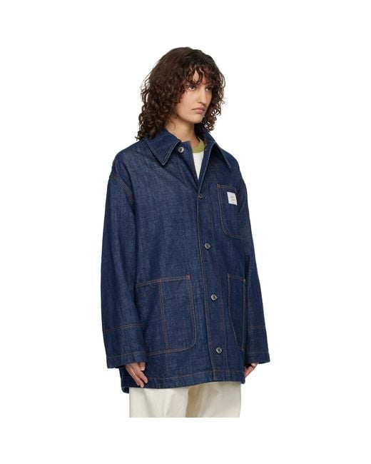 AMI Blue Cotton Heritage' Label Worker Jacket