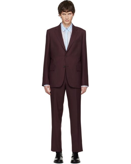 Paul Smith Black Burgundy 'The Brierley' Suit for men