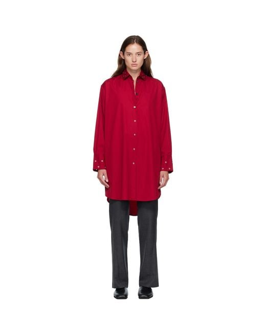 Our Legacy Red Frock Shirt Midi Dress