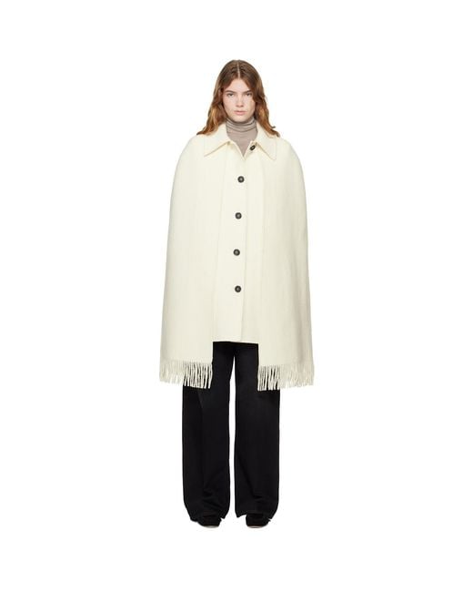Totême Black Off- Fringe Cape Coat