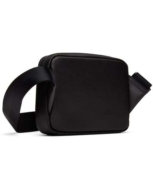 Lacoste Black Leather Monogram Shoulder Bag for men