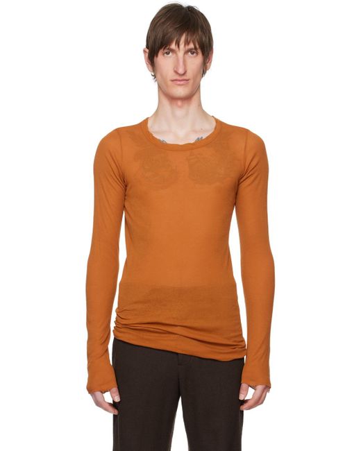 Rick Owens Black Orange Rib Long Sleeve T-shirt for men