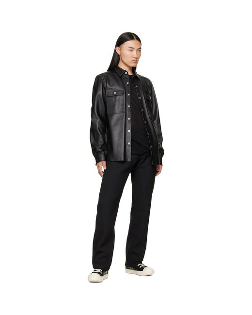 Rick Owens Black Tower Leather Overshirt for men