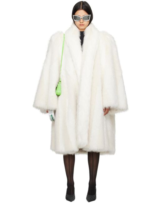 Balenciaga Multicolor White A-line Faux-fur Coat for men