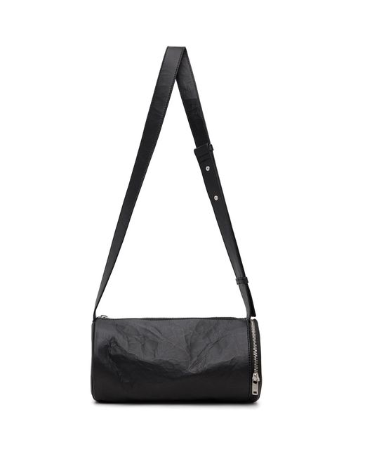 Y-3 Black Leather Barrel Bag