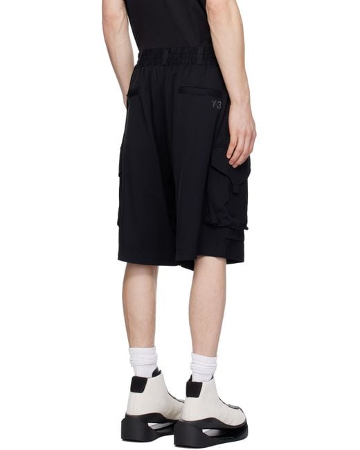 Y-3 Black Twill Shorts for men