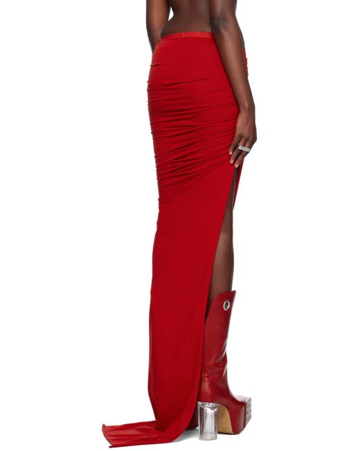 Rick Owens Red Edfu Ruched Asymmetric Skirt - Women's - Cotton