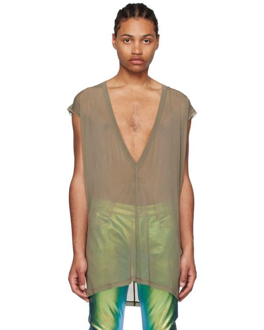 Rick Owens Khaki Dylan T-shirt in Green for Men | Lyst