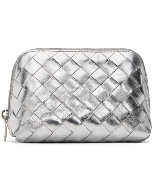 Bottega Veneta Metallic Intrecciato Small Half-Moon Beauty Pouch