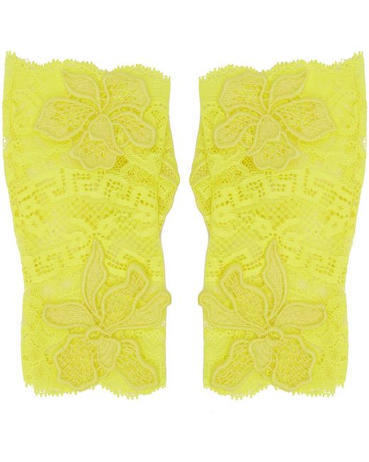Versace Yellow Embroidered Gloves