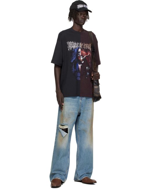 Vetements Blue Distressed Baggy Jeans for men