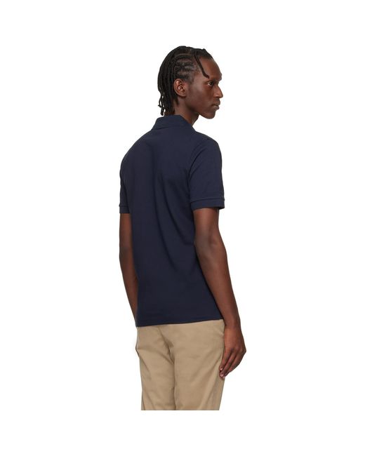 Boss Blue Logo Patch Stretch-Cotton Slim-Fit Polo for men