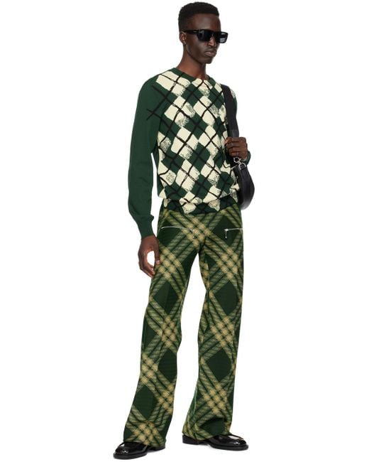 Burberry Green Argyle Sweater for men