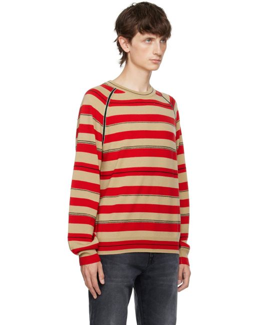 PS by Paul Smith Red & Beige Striped Sweater for men