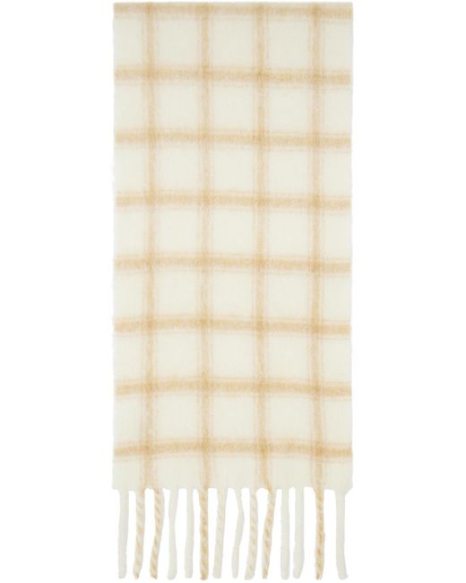 AMI Natural Off- & Checkered Label Scarf for men