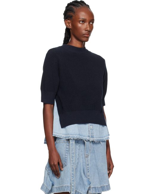 Sacai ネイビー＆ブルー Denim X Knit セーター Blue