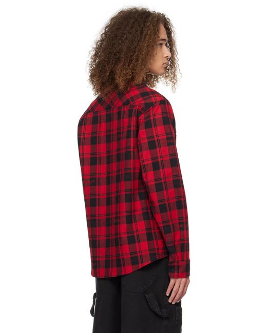 Off white check shirt cheap red