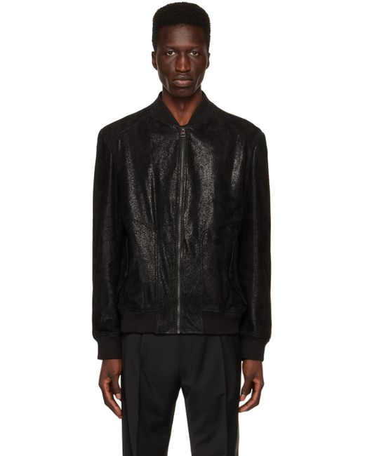 HUGO Black Lizzo Leather Jacket for men