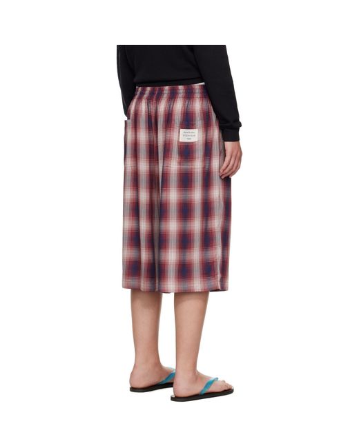 Acne Red Check Shorts