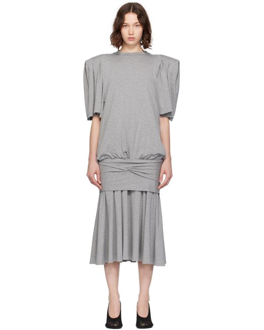 Marie Adam-Leenaerdt Gray T-Shirt Midi Dress