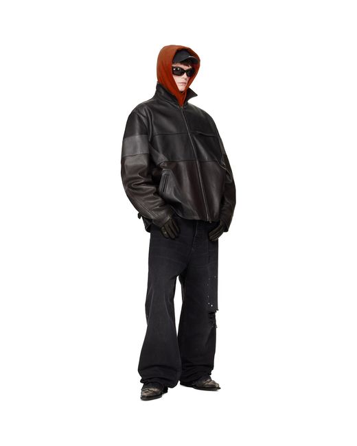 Vetements Black Cut-Up Leather Jacket for men