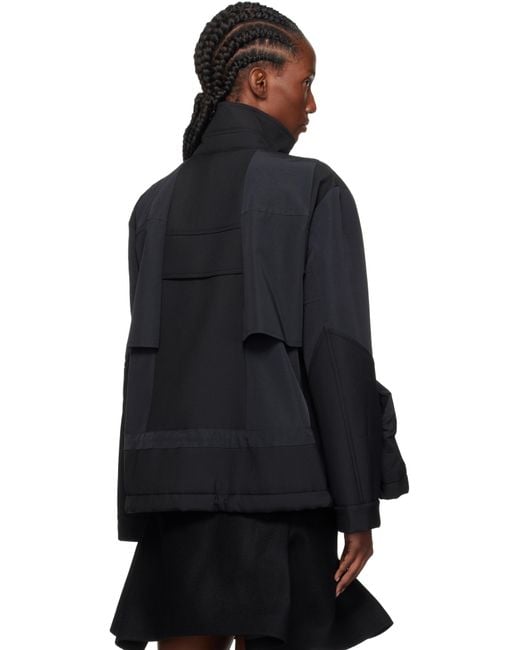 Sacai Black Suiting Bonding X Grosgrain Jacket