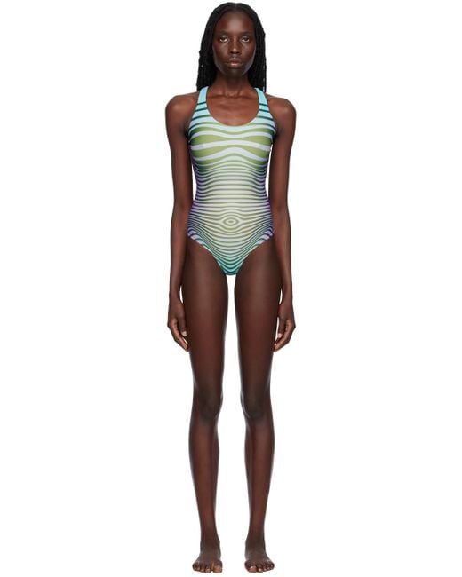 Jean Paul Gaultier Black Ssense Exclusive Blue 'the Body Morphing' Swimsuit