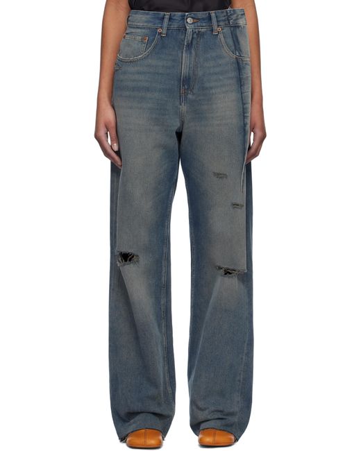 MM6 by Maison Martin Margiela ブルー Darting ディストレスジーンズ Blue